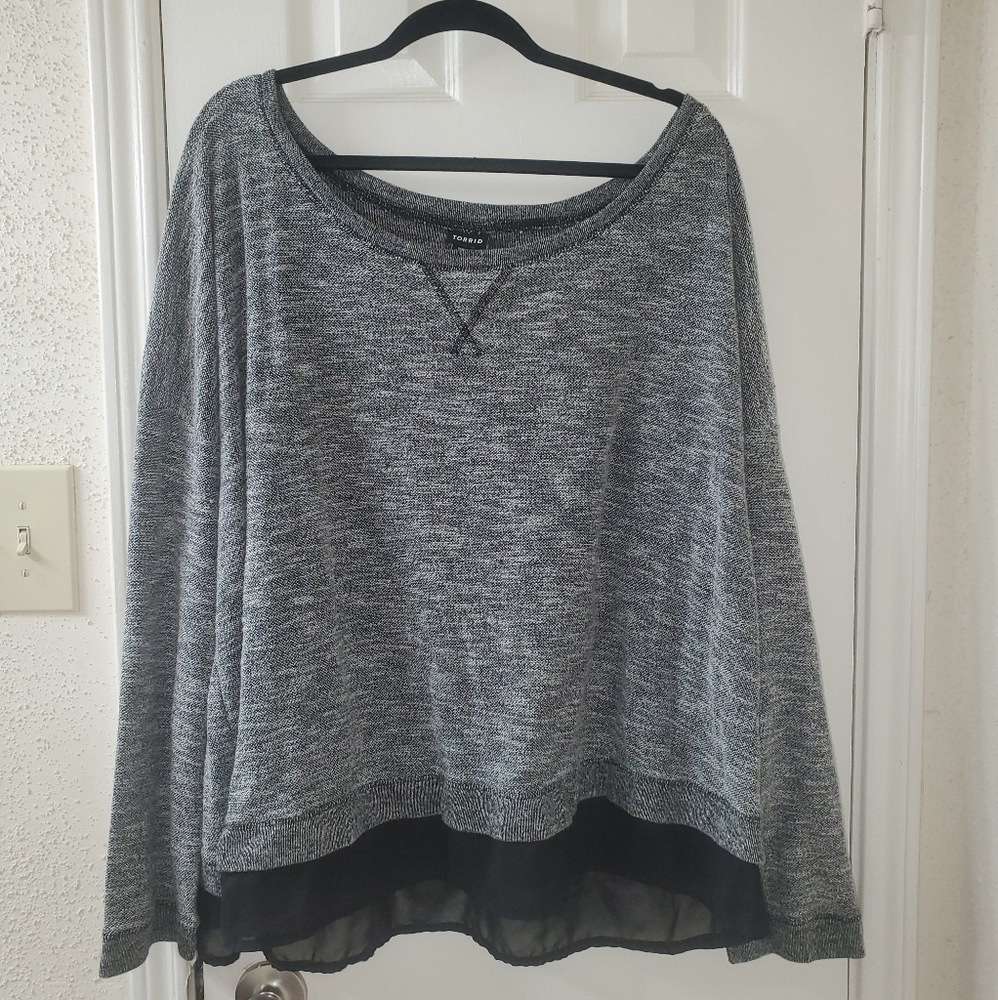 Torrid knit sweater with black ruffle